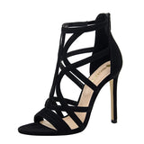 Breakj Roman Style Fine Heel Ultra High Heel Suede Hollowed Out Sexy Nightclub Sandals Summer High