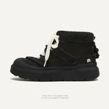 Breakj Shoes Retro Yellow Boots Winter Plus Velvet Warm Height Solid Color Short Barrel Snow Boots Men And Women The Same Martin