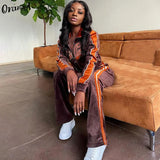 Women Tracksuit Letter Print Velvet 2 Piece Outfit Sweatshirt+Straight Sweatpants Matching Set Fitness Sporty