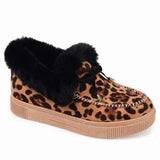 Boots Women Fur Slip-on Cotton Shoes Bowknot Plush Loafers Warm Short Snow Boots Female Furry Flat Shoes Platform