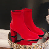 Red Boots Woman Shoes Wedding Bride Elegant Boot and Ankle Boots for Women Chunky Fashion Luxury Fashion High Heels on
