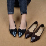 Summer Women Flat Shoes PU Leather Pointed Toe Sexy Ballet Flats Shoes Ladies Solid Boat Shoes Black Brown Classic Hot