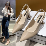 Breakj Spring And Summer New Sharp-Headed High-Heeled Shoes Women's Fine Heel Head Sandals Behind The Empty Light Single