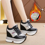 Breakj 2023 New Inner Heighten Small White Shoes Female Platform Korean Version Of Versatile Casual Shoes 12Cm Ultra High Heel Women's Singles