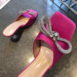 Breakj Women's Shoes 2024 Summer New One-Line Bow High With Cool Drag Thin Heel