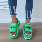 Fur Sandals Women Summer Thick Flat Slides Outdoor Sandals Girl Fashion Casual Beach Shoes Ladies Open-Toe Plus Size