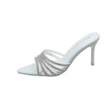 Breakj Heels Summer New Water Drill Sandals Thin Heel Toe Sexy Word With Fairy Wind Wearing Cold