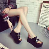 Heel Toe Slippers Female 2023 Summer Korean One-Line Bright Skin Slippers With Platform And Women's