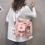 Women's backpack nylon Multifunction Backpacks for women Kawaii badge School backpack for girls Cute Shoulder bag Women's