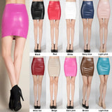 Skirts Women Pencil Skirt Pu Leather High Waist Party Female Sexy Short Woman Bodycon Saias Feminina 20 Candy Colors