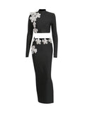 Sexy Style Dress Woman 2025 Spring New Fashion Set Design Long-Sleeved Open Waist Dress Suit
