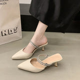 Breakj Sandals Women Wear Two Slippers Summer Outside Wearing Pointed Thin Heel Water Drill After The Empty Single Shoes Women 2025
