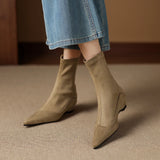 Breakj Velvet Zippered Elastic Boots Women's New Thin Boots In The Raised Short