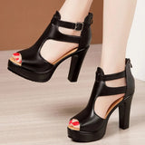 Open Head Thick Bottom 10cm Block Heel Platform Shoes Summer 2022 Small Plus Size 32-43 High Heels Gladiator Sandals