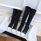 Platform Pu Leather Knee High Boots Women Shoes Woman Retro Punk Height Increasing Long Boots Lace Up Booties Mujer