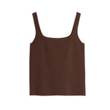 quality chic basic U-NECK Summer white knit Women tank top sexy sleeveless t-shirt vintage top casual crop top t