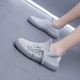 Canvas Large Size Shoes Women Spring and Autumn New Flat Breathable Fashion Mesh Socks Shoes Flying Weaving Women's