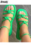 Summer New Outdoor Casual and Comfortable Flat Women Shoes Retro Shoes Solid Color Women Sandals Simple Sandals