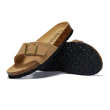 2023 New Summer Beach Holiday Women Cork Slipper Casual Buckle Non-slip Outside Nubuck Leather Slip on Slides