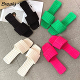 Size 42 Slippers Women Fashion Flat Casual Shoes Green Outdoor Walking Slides 2023 New Female Peep Toe Lightweight