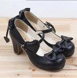 The New High-heeled Cute Bow Tie Sweet Lolita Girls Love Solid Round Princess Shoes More Softer