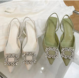 Breakj Sandals Female Fine Heel Summer Design Sense Fairy Wind A Word With Water Diamond Pointed Head Temperament High-Heeled Shoes