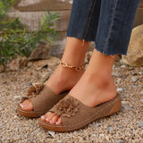 Breakj Size Women's Shoes Spring / Summer 2025 New Slope Heel Open Toe Wearing Slippers Female