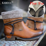 Winter Shoes Wool Thicken Women Ankle Boots Casual Ladies Shoes Snow Boot Suede Leather Short Boots Med Heels