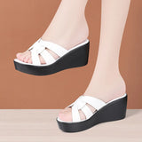 Heel Sandals Summer 2024 New Muffin Bottom Fish Mouth Sandals Large-Size Fashionable