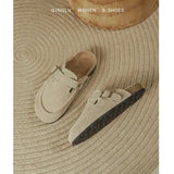 Sandals Women 2023 Couple Slippers Retro Suede Sandals Solid Color Belt Buckle Women's Shoes Light Comfortable