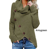 Solid Knited Sweaters Women Autumn Irregular Hem Buttons Knitted Pullover Female Korean Plus Size Jumper