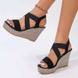 Women's Sandals Summer Casual Shoes for Women Comfortable Non-slip Walking Slip on Elastic Fabric Female Shoes Platform