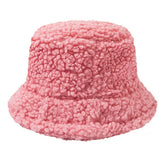 Hat Solid Artificial Fur Warm Female Cap Faux Fur Winter Bucket Hat for Women Outdoor Sunscreen Sun Hat Panama Cap