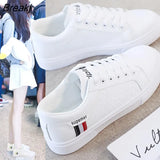 Women's Sneakers Spring Leather Light White Female Platform Vulcanized Shoes Autumn Casual Breathable Sports PU Flats Size