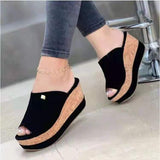 Breakj New Lady Thick Bottom Slope And Slippers Fish Mouth Thick Bottom Slope And Cold Slippers