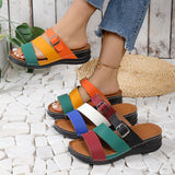 Breakj Slope And Thick Bottom Cool Slippers Female 2025 Summer New Open Toe Large Size One-Word Beach
