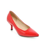Breakj Middle Heel Single Shoe Large Size Paint Surface Fine Heel