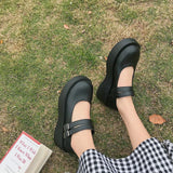 Women Flats New Student Mary Jane Shoes Women's Shallow Mouth Retro French Thick Sole Shoes Small Leather
