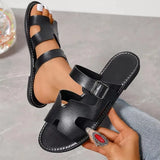 Breakj Summer New Flat Cool Slippers Women's Large Code Pure Color Wearing Casual Women's