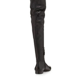 And Gray Square Heel Flat Thigh Boots Ladies Winter Velvet Boots Round Head Short Zipper Knee