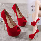 Sandals High Feeling Large-Size Shallow Mouth Waterproof Platform Hates Sky High And Thin Heels Red Fish Mouth High