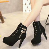 Size Ankle Boots Women Platform High Heels Female Lace Up Shoes Woman Buckle Short Boot Casual Ladies Footwear Drop