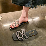 Women Slides Black White Designer Brand Fashion Woman Flat Heels Open Toes Slippers House Flip Flop Causal Sandals
