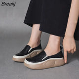 Women's Summer 2023 Autumn New Women's Shoes Round Toe Retro Thick Bottom Slip-on Casual Small Leather