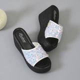 Breakj Summer New Large-Size Ladies Sloping Sandals And Slids Casual Comfortable Black