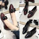 Korean Bowknot Tip Leisure Low-Top Single Shoes Women's Flat-Soled Shallow Mouth Simple Cover Women's Commuter