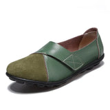 Women's Female Mother Woman Genuine Leather Soft Shoes Flats Loafers Mocassin Boat Hook Loop De Mujer Big Size 42 43