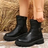 2025 Autumn And Winter New Large-Size Martin Boots Coarse And Fashion Martin Boots Thick Bottom Boots Round Head