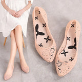 Shoes Hollow Out Flat Autumn Jelly Shoes Shallow Slip On Ladies Soft Loafers Flower Comfortable Casual Beach Shoes