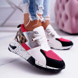 Women Sneakers New Fashion Leopard Print Women's Sports Shoes Outdoor Joggers Shoes for Women Lace-Up Thick Bottom